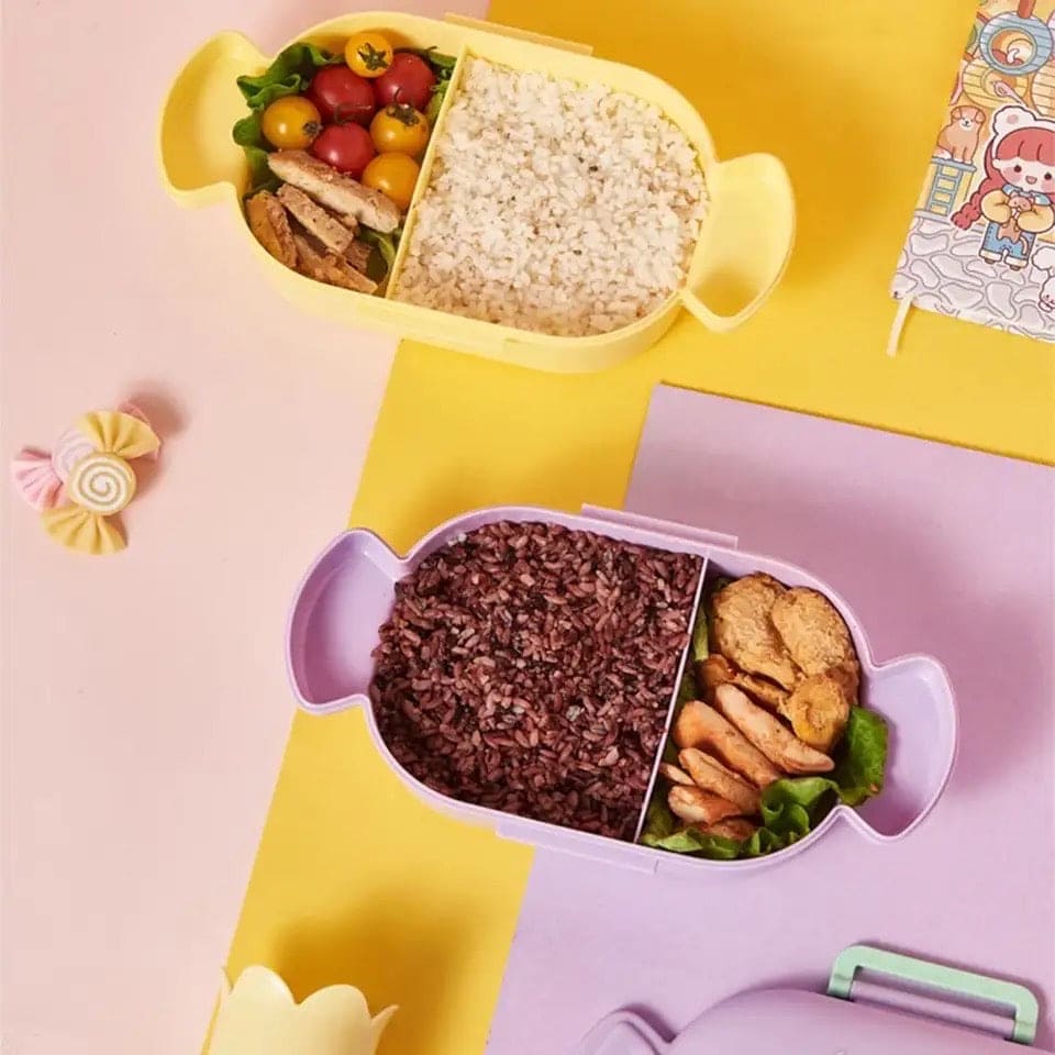 Candy Shaped Lunch Box, 2 Compartment Cute Lunch Container, Food Grade Plastic Lunch Box, Portable Hermetic Bento Box Candy Shaped Lunch Box, 2 Compartment Cute Lunch Container, Food Grade Plastic Lunch Box, Portable Hermetic Bento Box